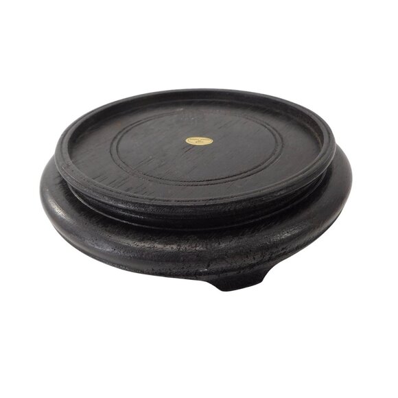 Vintage Black Wooden Display Stand 6" Round Base Plant Vase Lamp Urn - Picture 1 of 6